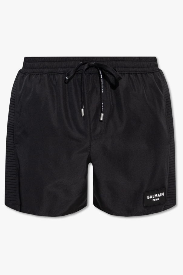 Balmain Kids buttoned high waisted shorts Schwarz Black Swim shorts panelled balmain SchaferandweinerShops KR